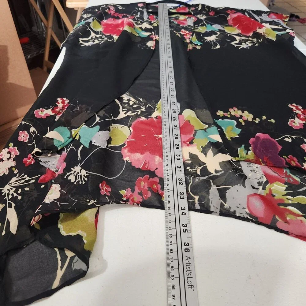 Whimsigoth Cardigan Duster Medium Floral Black Boho Cottagecore Fairy Swim